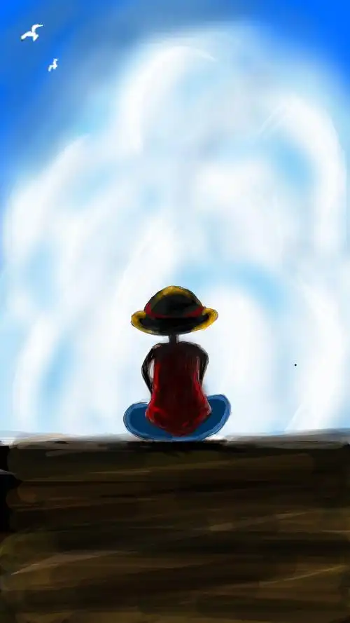 动漫,路飞,海贼王,背影,景色,二次元图片