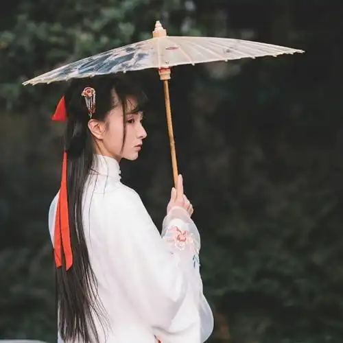 古风打伞侧脸女生头像图片