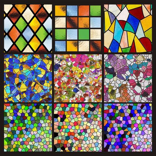 欧式彩色复古教堂彩绘艺术静电磨砂玻璃贴膜瓷砖