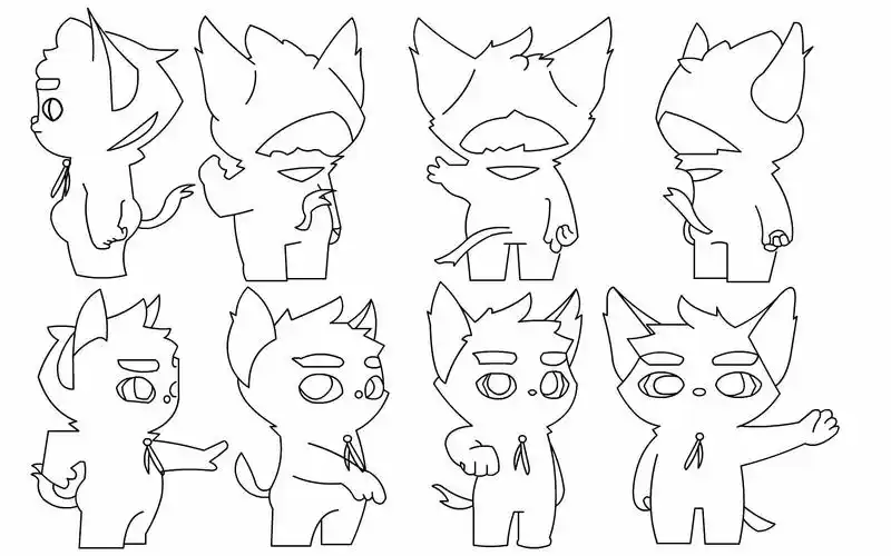 京剧猫白糖人物八视图