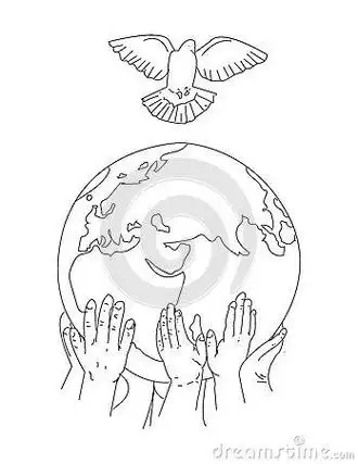 手托地球儿童简笔画