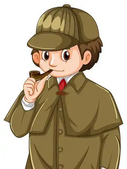 侦探在棕色大衣吸烟管