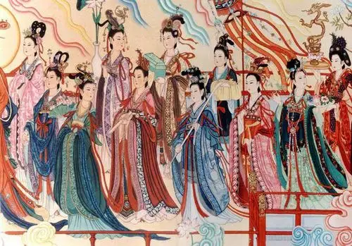 琴弦的仕女;《八十七神仙卷》中云髻峨峨,仙袂飘飘,仪态力方 的众仙女