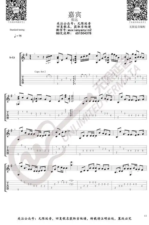 嘉宾指弹谱张远吉他独奏谱指弹演示视频