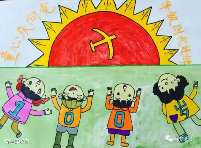 学党史永远跟党走儿童绘画