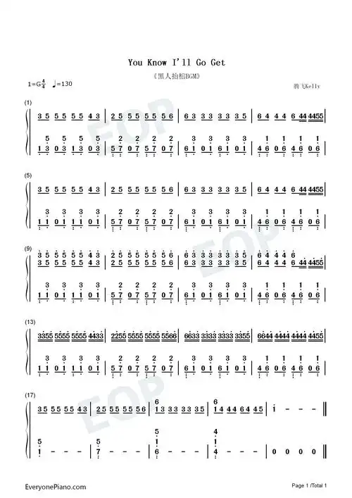 you know ill go get-黑人抬棺bgm-抖音洗脑卡点bgm双手简谱预览1