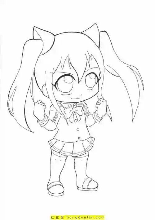12张小小的可爱q版小公主卡通涂色图片免费下载-红豆饭小学生简笔画