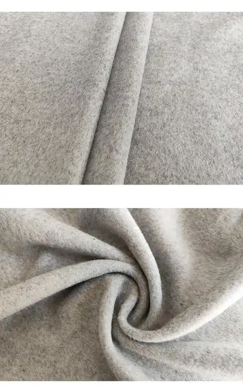 呢绒面料工厂现货30羊毛浅灰色大衣顺毛呢布料快返定制交期短