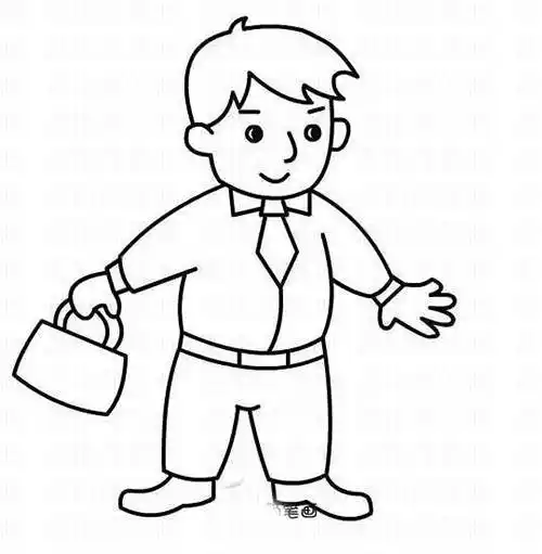 爸爸简笔画全身 爸爸简笔画全身帅气 - 水彩迷