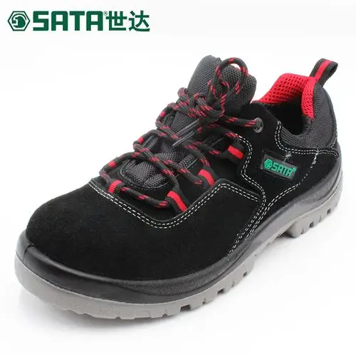 世达真牛皮防砸防穿刺防静电工作劳保鞋男钢板鞋钢包头透气ff0511