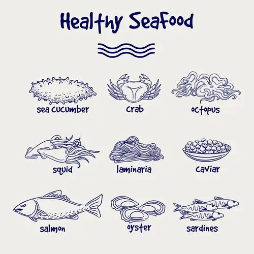 矢量手绘风格海鲜设计