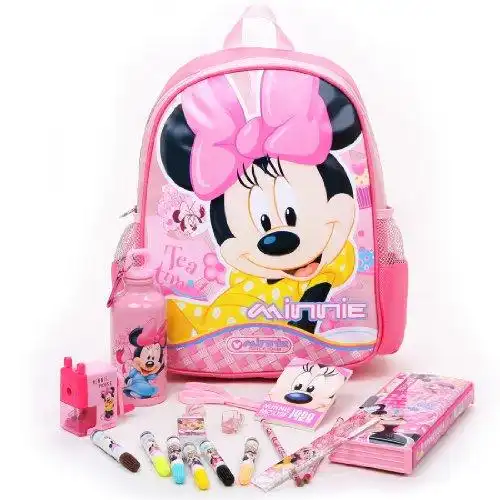 迪士尼 米妮书包套装 小学生双肩书包 儿童书包文具礼盒套装 带运动