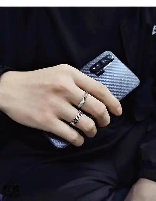 哲雅zheya轻奢戒指男韩版个性开口男士食指指环嘻哈单身潮男尾戒可