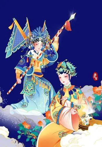 戏曲原创国潮插画