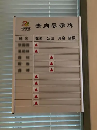 个别部门外出指示牌拨放不准确