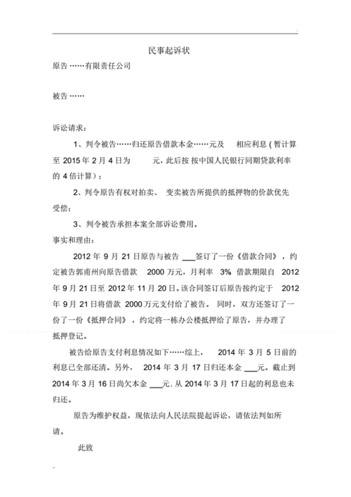 民间借贷纠纷民事起诉状关于行使抵押权诉讼请求的写法.pdf 2页