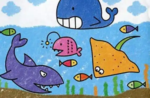 欢乐海底世界简笔画步骤图儿童画简笔画儿童简笔画海底世界鱼儿水中游