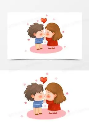 手绘卡通可爱人物亲亲免抠元素