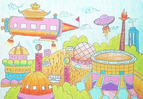 畅想未来的交通工具儿童画作品