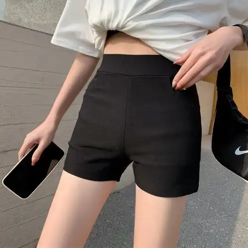 批发黑色打底短裤女夏外穿高腰紧身弹力防走光安全裤下衣失踪短裤