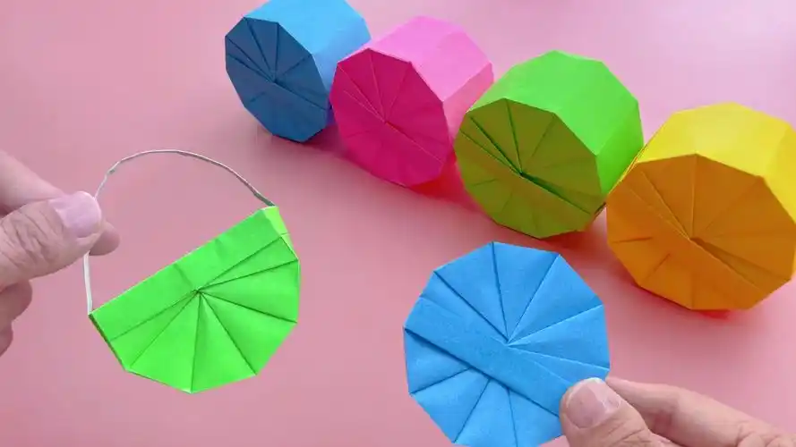 折纸漂亮的圆形收纳盒,简单有创意,赶快动手做一个吧