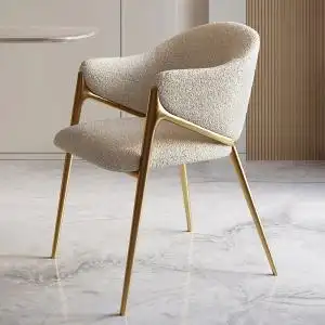 秦虎轻奢风餐椅绒布家用后现代简约小户型别墅餐厅羊羔绒餐凳椅子