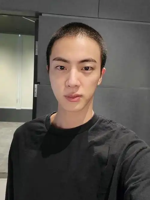 bts金硕珍晒入伍前自拍 头发变寸头颜值依然在线