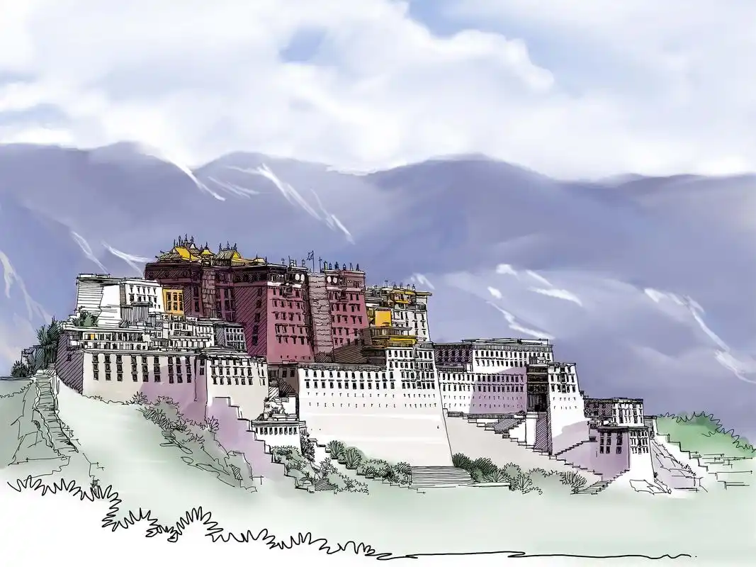 手绘练习《布达拉宫》