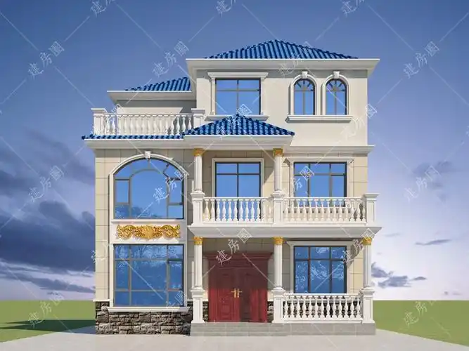 10x11米三层农村自建房设计图纸,经典欧式外观带罗马柱-建房圈