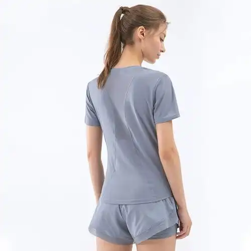 夏季奥特莱斯运动服上衣女瑜伽宽松跑步罩衫速干健身衣短袖n1ke