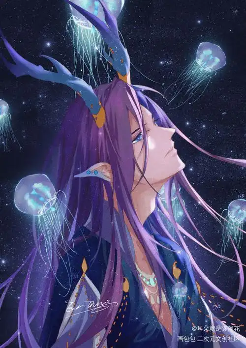 搞了龙角岚_时空中的绘旅人司岚古风平涂日系插画同人绘画作品