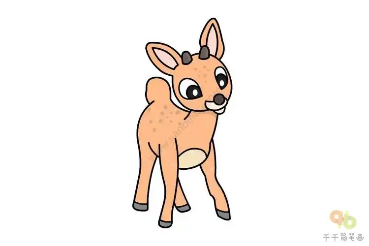 第五步:涂上漂亮的颜色,小鹿就画好啦!