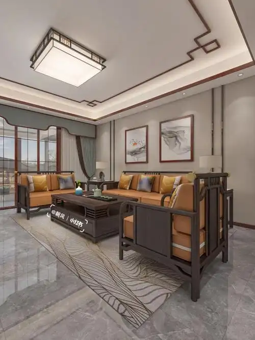 现代简约风的新中式客厅沙发美不胜收