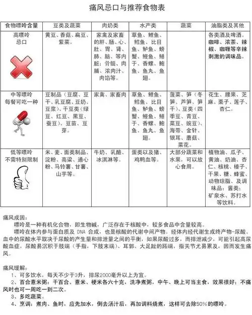 痛风症状缓解及忌口食物表
