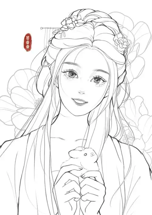 中秋快乐呀99古风少女头像插画,模特小姐姐@周愚昧今日份打卡转载和