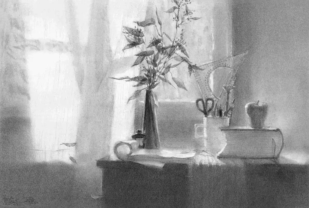 清华美术学院素描考题《逆光下的景物》光影类考题你找到规律了吗