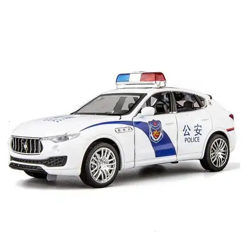 合金玛莎拉蒂警车模型仿真119消防车声光回力六开儿童玩具 白色简装