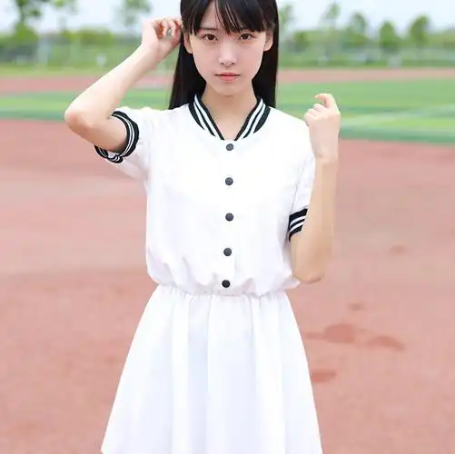 日系水手服学院风螺纹连衣裙清新运动风拉拉队制服连衣裙中学校服