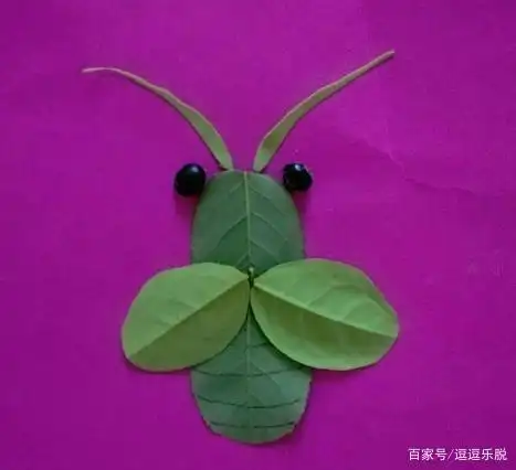 教你用树叶制作简单的幼儿拼贴画之萌萌的小虫子