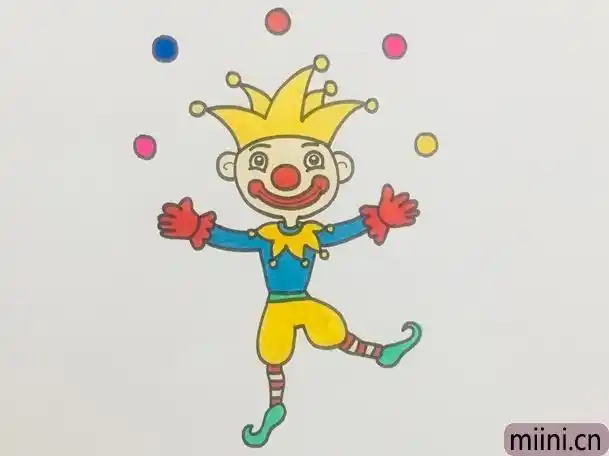 杂技演员小丑简笔画步骤教程