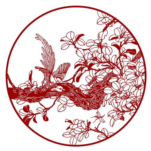 高清国画花鸟剪纸底稿手工刻纸图样diy模板中国风窗花图案打印稿