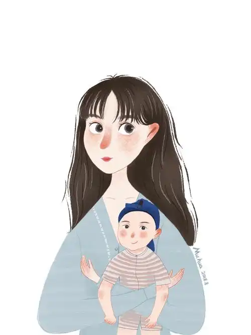 一对可爱的母子