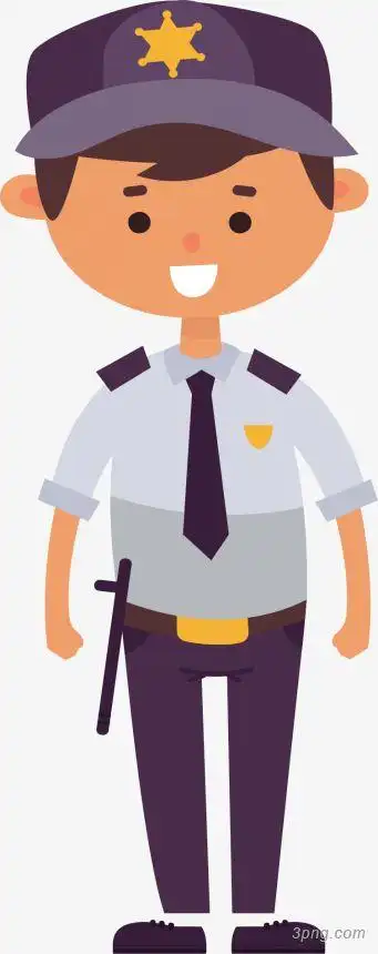 卡通保安png素材透明免抠图片卡通手绘