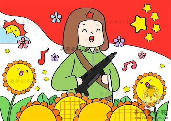 英雄人物儿童画得奖作品模板讲解革命英雄事迹绘画一等奖画法