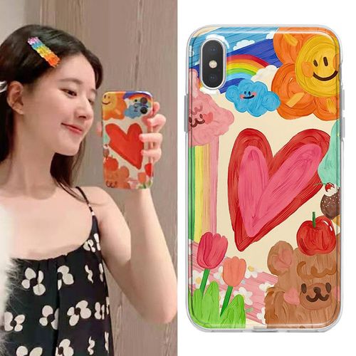赵露思同款爱心涂鸦手机壳适用于opporeno6小米10s荣耀50vivox21