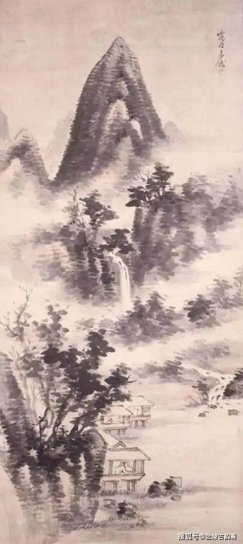 75万港币倪元璐仿米芾山水图扇页 | 故宫博物院藏米点皴在青花上的