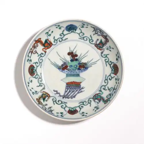 清康熙斗彩天保九如纹盘