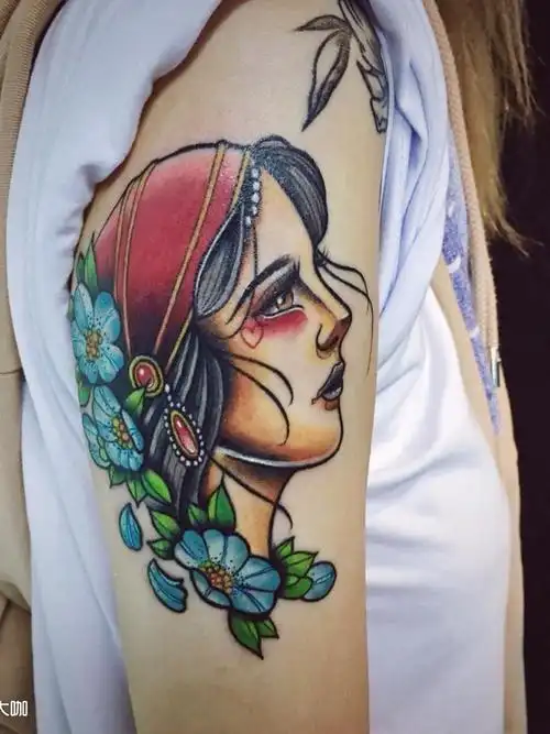 old school女郎_纹身图案手稿图片_文祺的纹身作品集