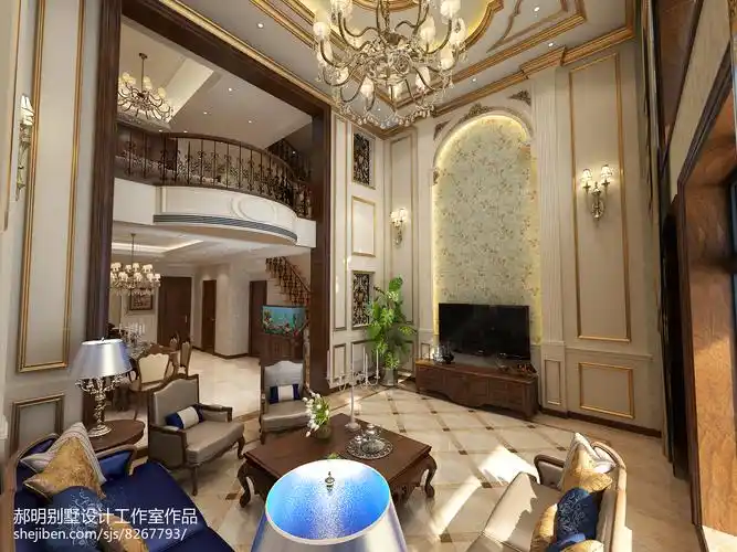精美面积135平别墅客厅美式实景图片欣赏客厅美式经典客厅设计图片