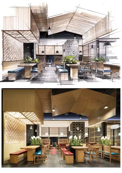 室内装修设计餐厅马克笔手绘效果图